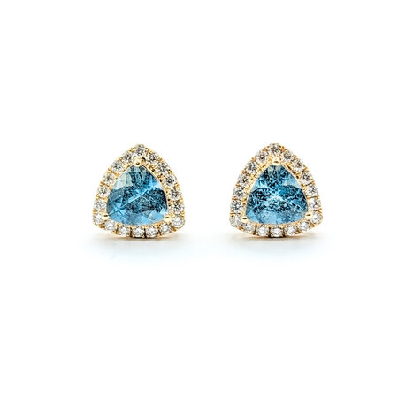 Earrings .30ctw Diamonds 1.43ctw Aquamarine Trillion 14ky 9.3x9.3mm 123050121