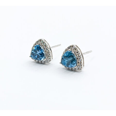 Earrings .32ctw Diamonds 1.47ctw Aquamarine Trillion 14kw 9.4x9.4mm 123050122