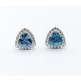  Earrings .32ctw Diamonds 1.47ctw Aquamarine Trillion 14kw 9.4x9.4mm 123050122