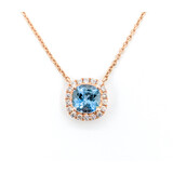  Pendant .16ctw Diamonds .82ct Aquamarine Cushion 14kr 16-18" 123050130