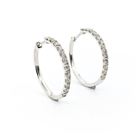 Earrings Hoops 1.0ctw Round Diamonds 10kw 24x2.5mm 223070140