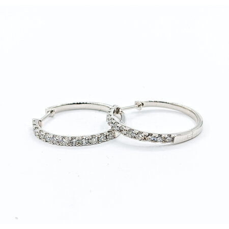 Earrings Hoops 1.0ctw Round Diamonds 10kw 24x2.5mm 223070140