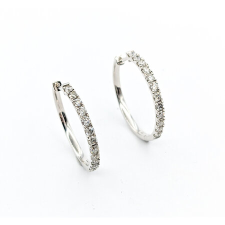 Earrings Hoops 1.0ctw Round Diamonds 10kw 24x2.5mm 223070140