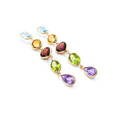  Earrings Dangle Multi Gem Amethyst/Garnet/Citrine/Topaz/Peridot 14ky 54x6mm 224010037