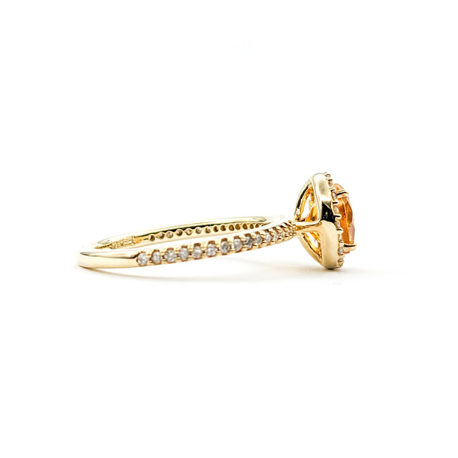 Ring Effy .33ctw Round Diamonds 1.20ct Citrine 14ky Sz7 224010039
