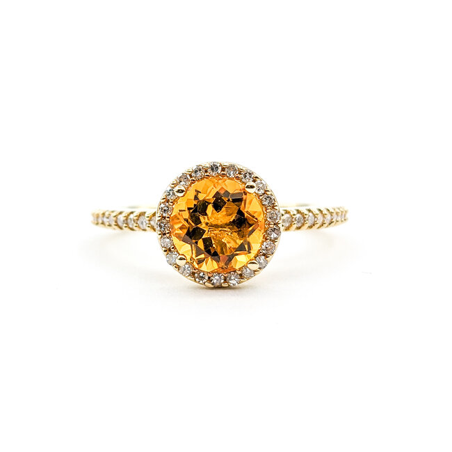 Ring Effy .33ctw Round Diamonds 1.20ct Citrine 14ky Sz7 224010039