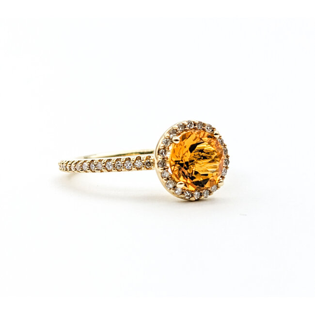 Ring Effy .33ctw Round Diamonds 1.20ct Citrine 14ky Sz7 224010039