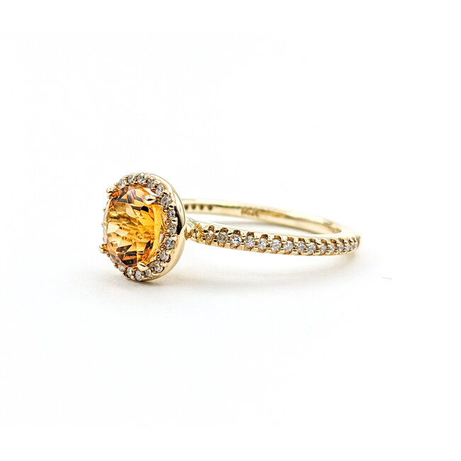 Ring Effy .33ctw Round Diamonds 1.20ct Citrine 14ky Sz7 224010039