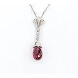  Pendant .10ctw Diamonds 2.2ct Briolette Pink Tourmaline 18kw 1.x.25" 16" 123120126