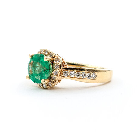 Ring .34ctw Round Diamonds 1.68ct Emerald 14ky Sz7 223030032