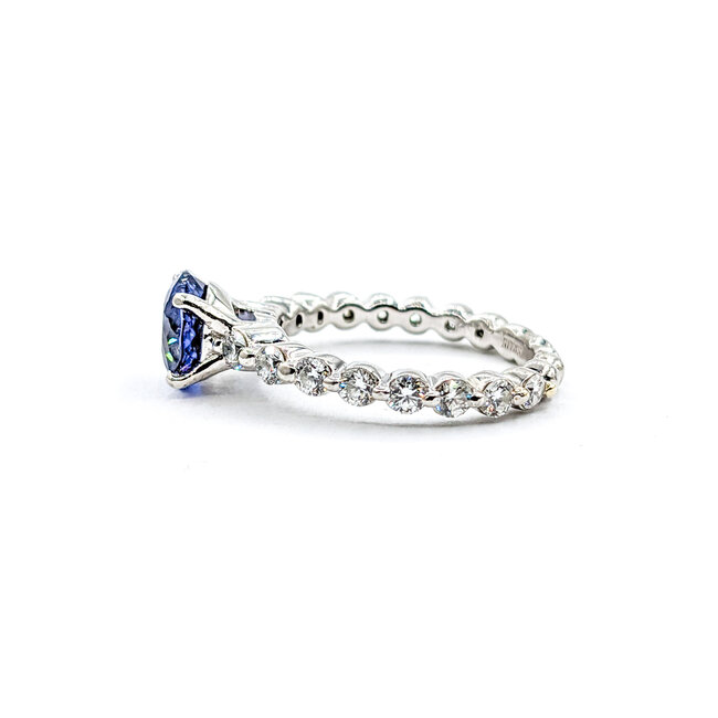 Ring Ritani .50ctw Round Diamonds 7mm Sapphire Platinum Sz5 221110029