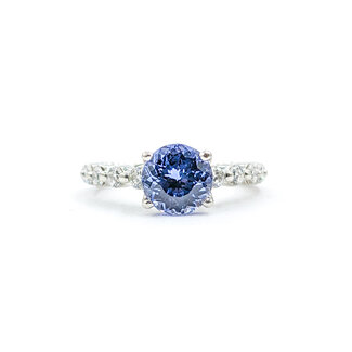 Ring Ritani .50ctw Round Diamonds 7mm Sapphire Platinum Sz5 221110029