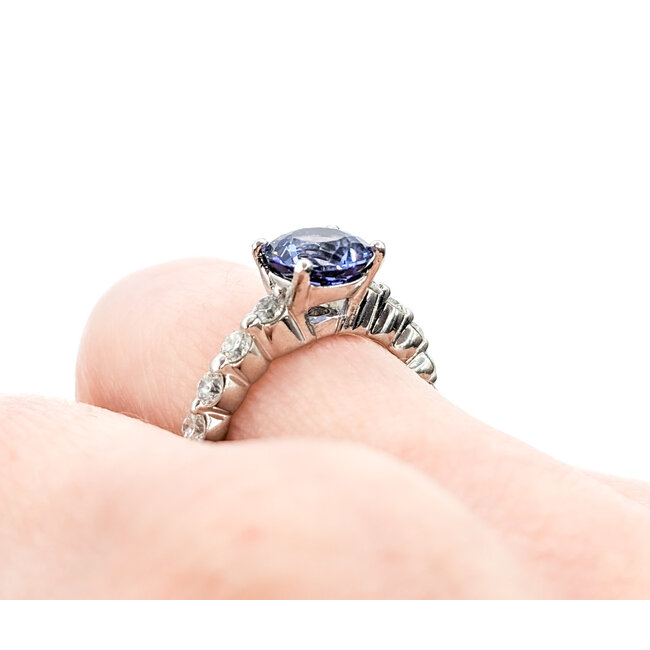 Ring Ritani .50ctw Round Diamonds 7mm Sapphire Platinum Sz5 221110029