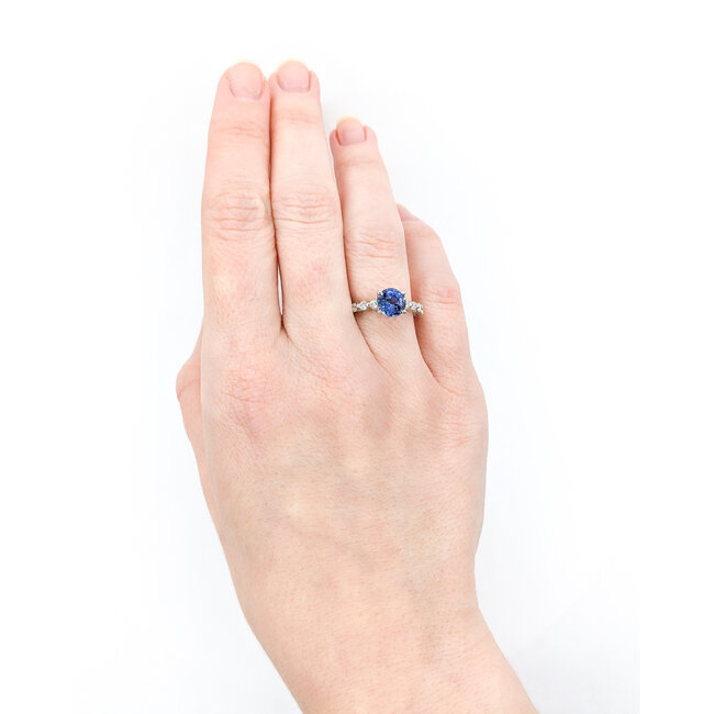 Ring Ritani .50ctw Round Diamonds 7mm Sapphire Platinum Sz5 221110029