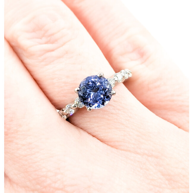 Ring Ritani .50ctw Round Diamonds 7mm Sapphire Platinum Sz5 221110029