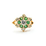  Ring Floral Design .55ctw Round Diamonds .40ctw Emeralds 14ky sz6.5 124010151