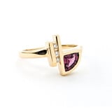  Ring Modern Design .03ctw Round Diamonds .60ct Superman Shield Purple Garnet 14ky sz7 124010154