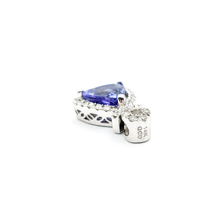 Pendant Drop .25ctw Round Diamonds 1.00ct Blue Tanzanite 16.7x10mm 14kw " 124011251