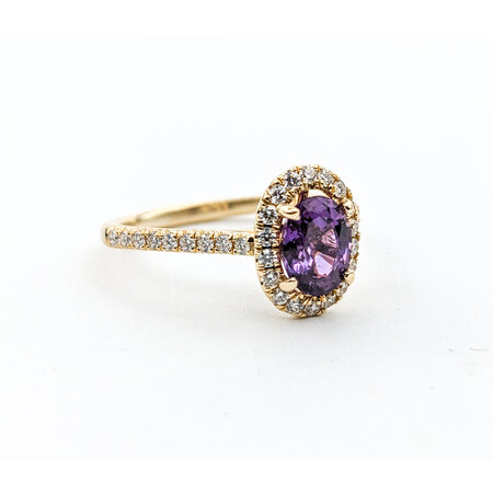 Ring .12ctw Diamonds .84ct Deep Violet Spinel 14ky Sz6.5 123040020