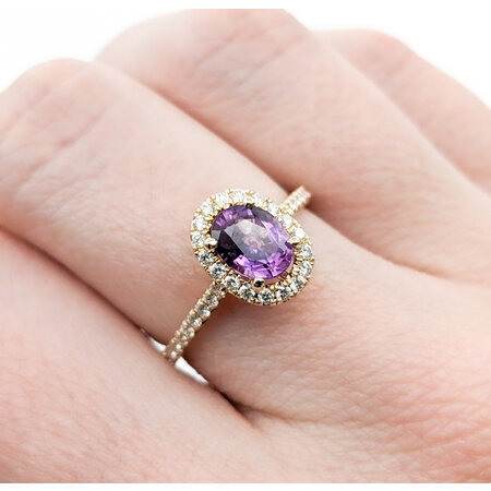 Ring .12ctw Diamonds .84ct Deep Violet Spinel 14ky Sz6.5 123040020