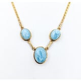  Necklace 27ctw Cabochon Larimar Mariner Link 14ky 124012250