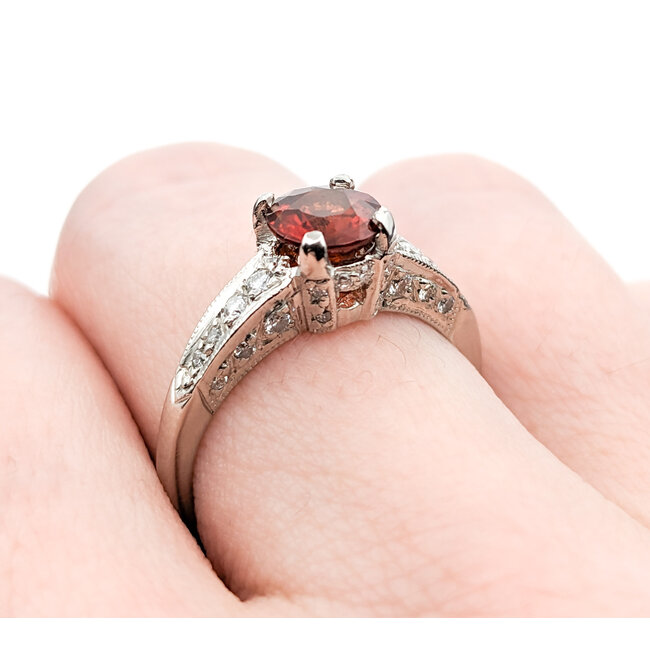 Ring Tacori .25ctw Diamonds 1.16ct Garnet 950pt Sz6.5 123040060