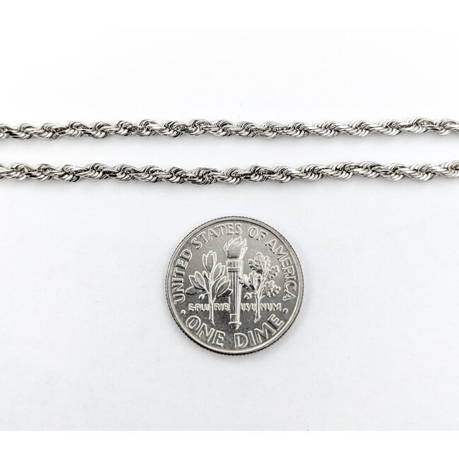 Necklace Rope Link 14kw 20" 2.1mm 9.24g 124012502