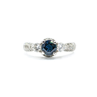 Ring .61ctw Round Diamonds .77ct Sapphire Platinum Sz6.5 221110074