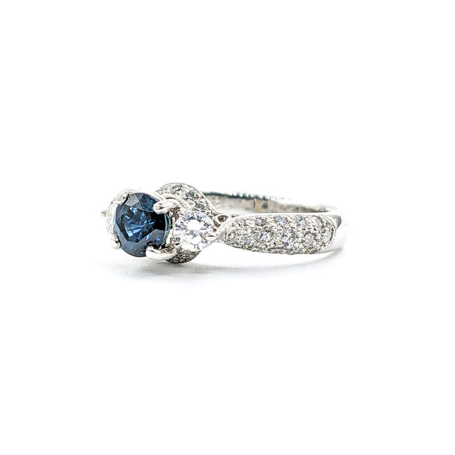 Ring .61ctw Round Diamonds .77ct Sapphire Platinum Sz6.5 221110074
