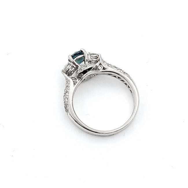 Ring .61ctw Round Diamonds .77ct Sapphire Platinum Sz6.5 221110074