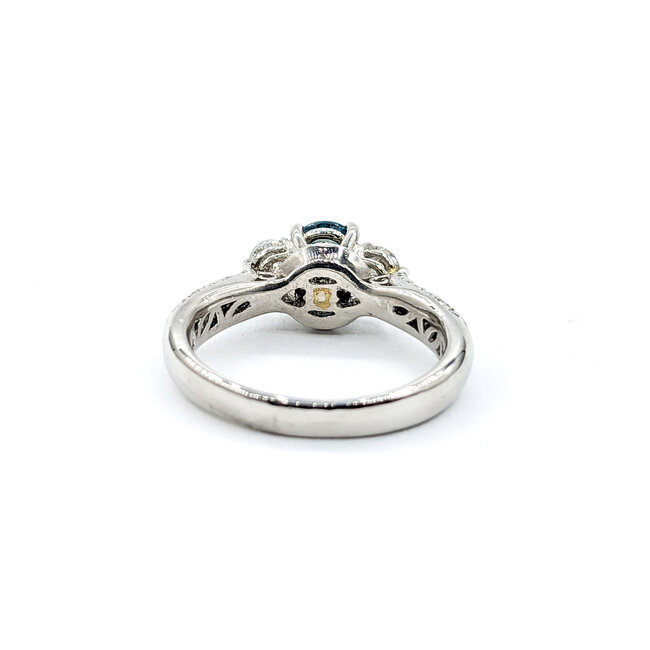 Ring .61ctw Round Diamonds .77ct Sapphire Platinum Sz6.5 221110074