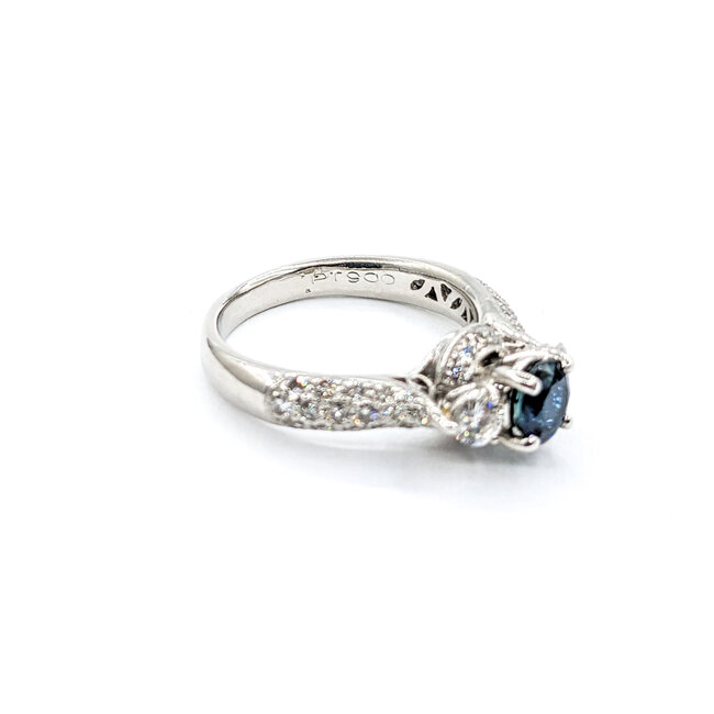 Ring .61ctw Round Diamonds .77ct Sapphire Platinum Sz6.5 221110074