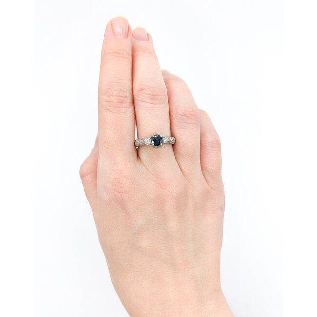 Ring .61ctw Round Diamonds .77ct Sapphire Platinum Sz6.5 221110074