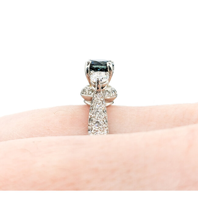 Ring .61ctw Round Diamonds .77ct Sapphire Platinum Sz6.5 221110074