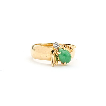 Ring Firefly .04ct Diamond .50ct Jade 14ky Sz5.75 122080205