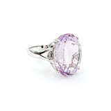  Ring .01ctw Round Diamonds 17ct Amethyst 18kw Sz10 222100101