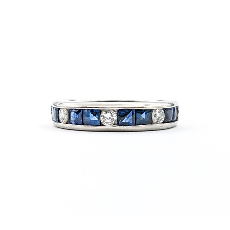 Ring .17ctw Diamonds 1.04ctw Sapphires 900pt Sz6 122110010