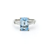  Ring .50ctw Baguette Diamonds 1.86ct Aquamarine 900pt Sz6 123120125