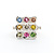 Ring Tic-Tac-Toe Board .17ctw Round Diamonds 1.00ctw Multi-Color Topaz 14ky sz6.75 124010759