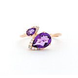  Ring Bi-Pass .06ctw Round Diamonds 1.25ctw Amethyst 14kr sz6.5 124010161