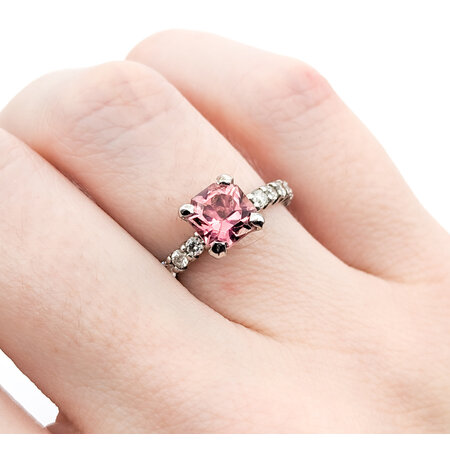 Ring Eternity .60ctw Diamonds 1.17ct Pink Tourmaline 14kw Sz6 123040034