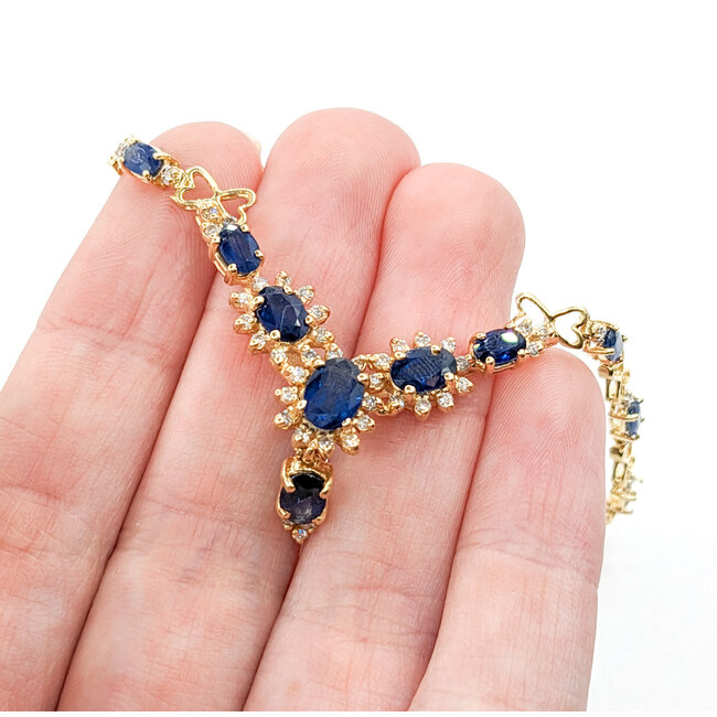 Bracelet .33ctw Round Diamonds 3.5ctw Sapphires 14ky 7.5" 223100159