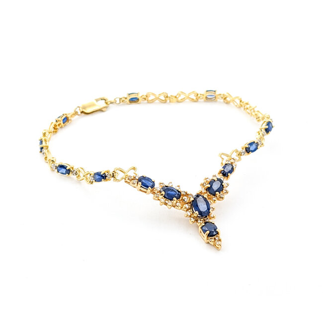 Bracelet .33ctw Round Diamonds 3.5ctw Sapphires 14ky 7.5" 223100159