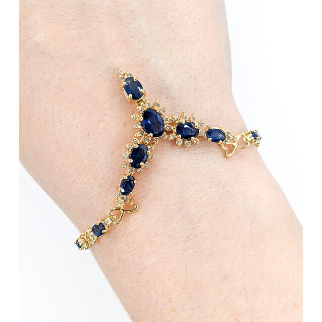 Bracelet .33ctw Round Diamonds 3.5ctw Sapphires 14ky 7.5" 223100159