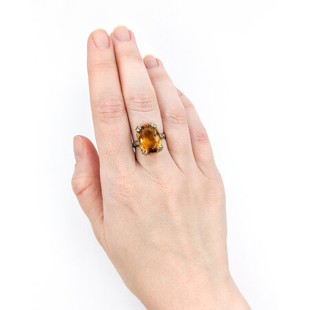 Ring Art Deco 8ct Oval Citrine 14kw sz6.5 224010781