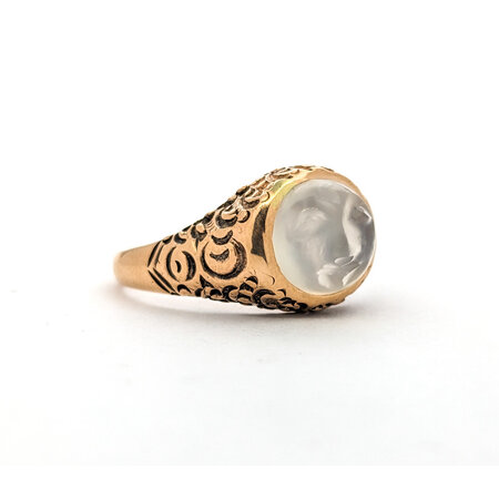 Ring Victorian 9mm Carved Cabochon Moonstone 10ky sz9 224010753