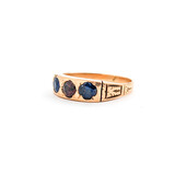  Ring Victorian .60ctw Round Sapphire .25ct Garnet 9ky sz7 224010772