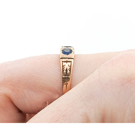 Ring Victorian .60ctw Round Sapphire .25ct Garnet 9ky sz7 224010772