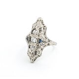  Ring Art Deco .30ctw Old European Diamonds 2mm Synthetic Sapphires 18kw sz6 224010784