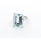  Ring Solitaire 16.5ct Emerald Cut Aquamarine 14kw sz4.75 224010153
